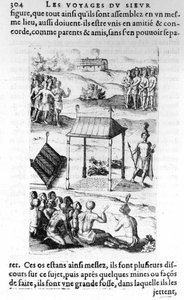Kanada: bennszülöttek - in „Les voyages de la Nouvelle France Occidental, Dicte Canada, a St Champlain Xaintongeois... 1603-tól 1629-ig... Samuel Champlain (1570-1635), szerk. Pierre Le Mur, Párizs alkotó: Unknown artist