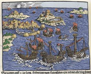 Jeruzsálem elfoglalása a szaracén seregek által 638 februárjában. Johann Stumpff: „Den Noble Strict Best Fromen”” alkotó: Unknown artist