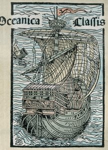 Caravelle "La Pinta" Kolumbusz Kristóf expedíciójából (színes metszet) alkotó: Unknown artist