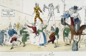 Párizsi karnevál, boulevard des Italians - 18. századi metszet, Carnavalet. alkotó: Unknown artist