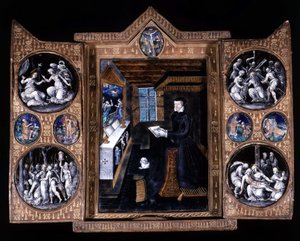Catherine de Medici (Caterina de Medici) (1519-1589) imában - triptichon e-mail és bőr alkotó: Unknown artist