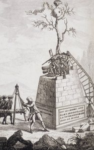 Vád Necker ellen - Frontispiece in "" Kiegészítés Necker úr, a pénzügyi főigazgató úr magánéletéhez és valódi szolgálatához"" egy állampolgár, szerk. Pellet, Genf alkotó: Unknown artist