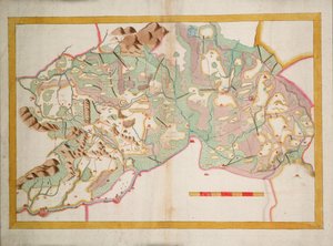 Leix és Offaly, Írország térképe, 1590 körül (papír, vászon) alkotó: Unknown artist