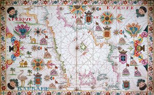 A Földközi-tenger nyugati részének térképe az észak-afrikai és a spanyol partok ábrázolásával alkotó: Unknown artist
