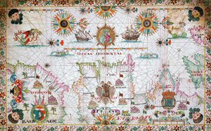 A Földközi-tenger nyugati részének térképe, amelyen az észak-afrikai és a spanyol partok, valamint az Atlanti-óceán látható. alkotó: Unknown artist