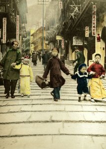Gyermekek a hongkongi Pottinger utcában 1890-ben. Kína alkotó: Unknown artist