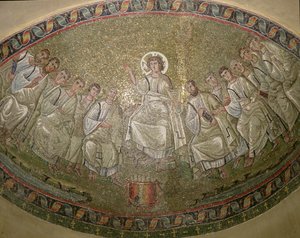 Krisztus, a törvényhozó, az apostolokkal trónolva, San Lorenzo Maggiore, Milánó (mozaik) alkotó: Unknown artist