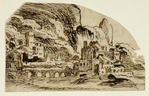 Citadella és híd a hegyekben alkotó: Unknown artist