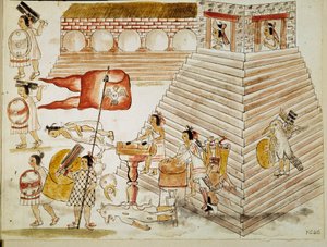 Mexikó meghódítása: Tenochtitlant, az Azték Birodalom fővárosát a hódító Hernan Cortes (1485-1547) seregei pusztították el 1520.06.24-én”” Miniatűr kéziratból alkotó: Unknown artist