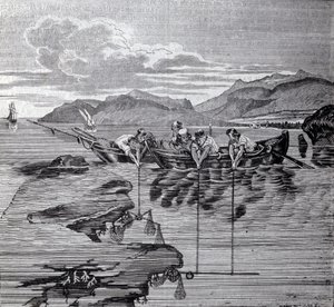 Korallhorgászat salaber és felszerelés segítségével. alkotó: Unknown artist