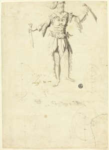 Jelmezes férfi két karddal a kezében alkotó: Unknown artist