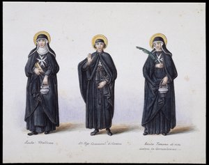 Jelmezek: 1. Santa Ubaldesca, 2. St Ugo di Genova, 3. Santa Toscana di Vita. SD. 19. század. alkotó: Unknown artist