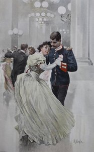 Pár táncol egy karácsonyi bálon alkotó: Unknown artist