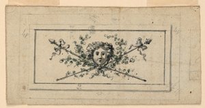 Tervezés olyan panelhez, amelynek feje két keresztezett thyrsi előtt van alkotó: Unknown artist