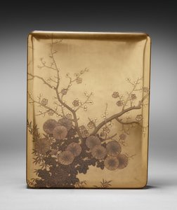 Dokumentum doboz (Ryōshibako) krizantémmal és szilvával (fedél) alkotó: Unknown artist