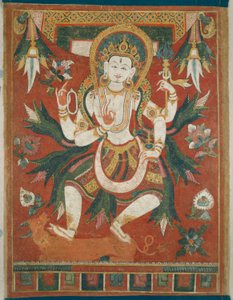 Kétoldalas festett banner (Paubha) Shiva istennel alkotó: Unknown artist