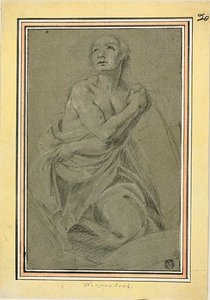 Drapált térdelő női akt alkotó: Unknown artist