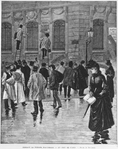 A választási időszakban Párizsban; plakátmatricák az 1889. január 27-i választások során, amelyek a pékségkampányban csúcsosodtak ki - Musee Carnavalet. alkotó: Unknown artist