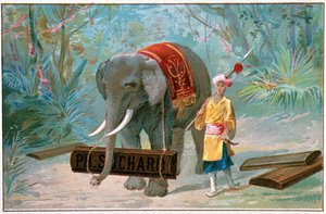 Elephant and Cornac, „Suchard” reklám”, 1895. sz alkotó: Unknown artist