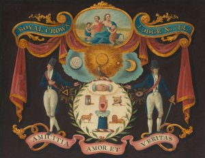 A 22. számú Királyi Korona Páholy emblémái, 1810-15 körül (olaj, tábla) alkotó: Unknown artist
