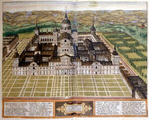 A spanyolországi Escorial vagy Escorial palotáját ábrázoló metszet. SD. 17. század. alkotó: Unknown artist