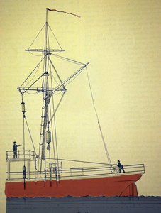Voeringen expedíció, az első norvég expedíciók az Atlanti-óceán északi részén 1876-1878 körül. A tengeri mélységek szondázására szolgáló csigarendszer nézete. 1878 kb. alkotó: Unknown artist