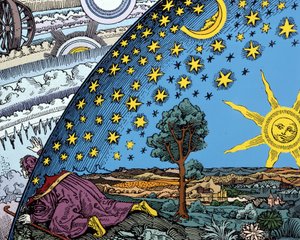 A világrendszer fantasztikus ábrázolása a középkor közepén. A 18. század olasz képe a „” L