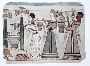 Divat, Égei-tengeri föníciai kultúra, i.e. 2000-500. Nők vizesvödrökkel a hárfa mögött alkotó: Unknown artist