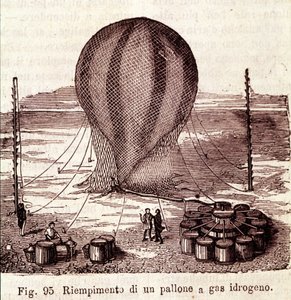 Hidrogéngáz-lombik töltési művelete. alkotó: Unknown artist
