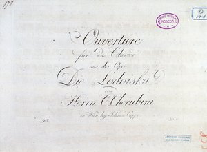 Luigi Cherubini „Lodoiska” című operájának zongorafortára szóló nyitányának első oldala alkotó: Unknown artist