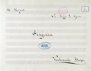 A Le nozze di Figaro, Mozart-opera (XIX. század) cselló partitúrájának első oldala alkotó: Unknown artist
