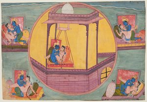 A szeretkezés Krisna öt póza a Bikaner Bhagavata Puránából alkotó: Unknown artist