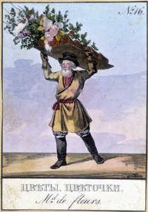 Virágkereskedő Oroszországban a 19. században. alkotó: Unknown artist