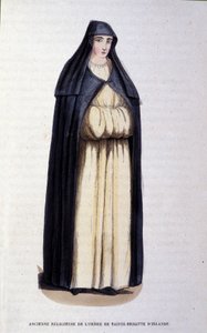 Az Ír Szent Brigitte rend egykori apácája. Metszet egy vallási rendekről szóló albumból, Párizs alkotó: Unknown artist