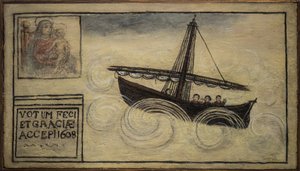 Volt voto (ex voto) tengerész, népszerű ajánlat a tengerész odaadásának és hálájának zálogaként, aki túléli a tenger veszélyeit a Carmine templomból, Torre del Grecoból, Nápoly közelében 1608 Olaszország alkotó: Unknown artist