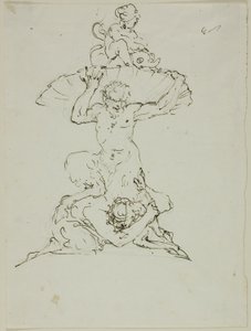 Szökőkút szatírral és Puttóval (recto); Punchinello (verso) alkotó: Unknown artist