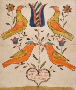 Négy madár, tulipán és szív alkotó: Unknown artist