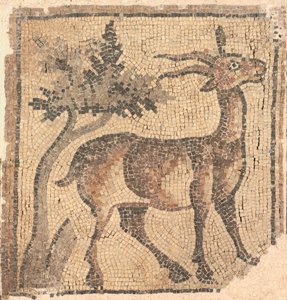 Padlómozaik töredéke: Kecske fa mellett alkotó: Unknown artist