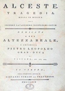 C. W. Gluck operájának Alceste kottájának előképe alkotó: Unknown artist