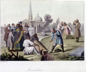 Temetés az oroszországi ortodox rítus szerint - „A régi és modern jelmezben” alkotó: Unknown artist