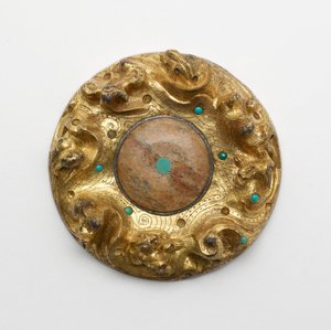 Aranyozott bronz tábla állatokkal egy tájban alkotó: Unknown artist