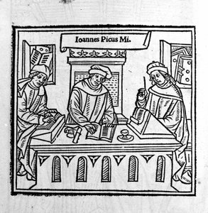 Giovanni Pico della Mirandola (Jean Pic de la Mirandole) két tanítványával – az 1555-ös "Epistole auree"-ben alkotó: Unknown artist