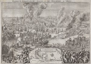 Az angolok és a hollandok dicsőséges expedíciója Vigosba (Rooke admirális győzelme Vigo mellett, 1702. október 12.) alkotó: Unknown artist