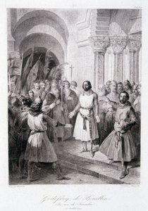 Bouilloni Godefroit július 23-án választották meg Jeruzsálem királyává alkotó: Unknown artist