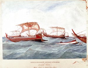 Görög és etruszk hadihajók (akvarell alkotó: Unknown artist