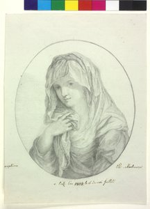 Félhosszúságú fiatal nő lepedővel a feje körül Lady fátyollal Vestal szűz alkotó: Unknown artist