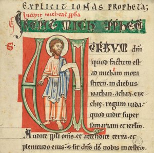 Történetiesített iniciálé a Bibliából alkotó: Unknown artist