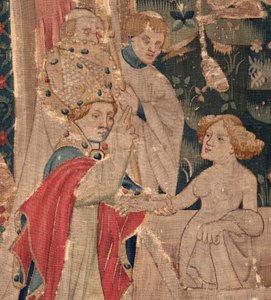Saint Piat és Saint Eleuthère története, 12. jelenet: A tribün lányának feltámadása Részlet. alkotó: Unknown artist