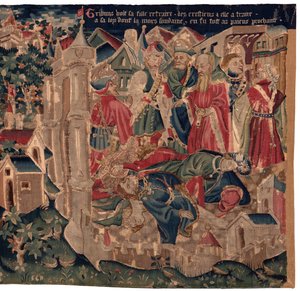 Saint Piat és Saint Eleuthère története, 14. jelenet: A pestisjárvány elpusztítja Tournai városát. alkotó: Unknown artist