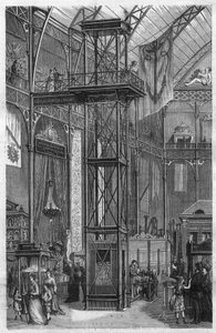 Megy Echeverria és Bazan által feltalált hidraulikus felvonó, amelyet 1875-ben a Palais de l